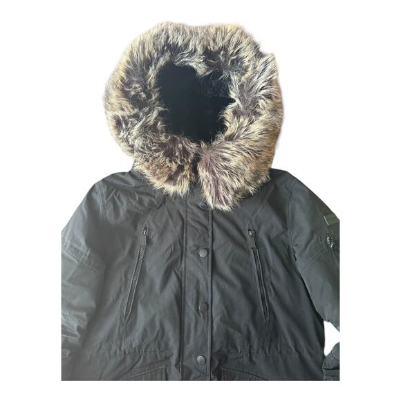 BCBGeneration Black parker hooded coat with removeable fur size Large - Picture 4 of 11